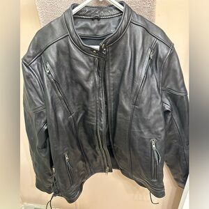 Custom made Mens leather jacket with inside pocket to carry your pistol.